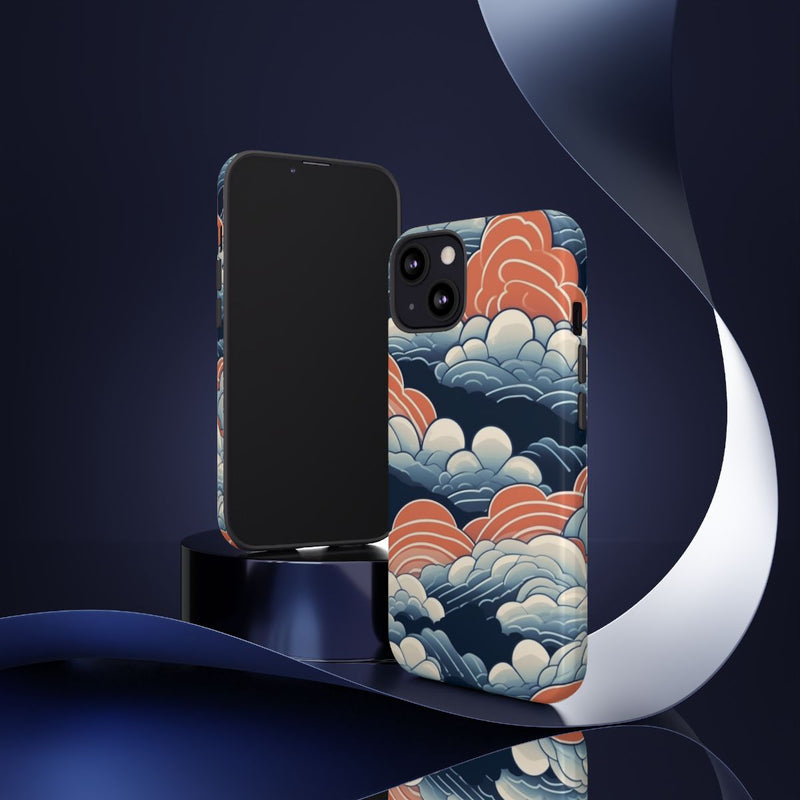 Gestileerd Wolkenpatroon in Blauw en Oranje