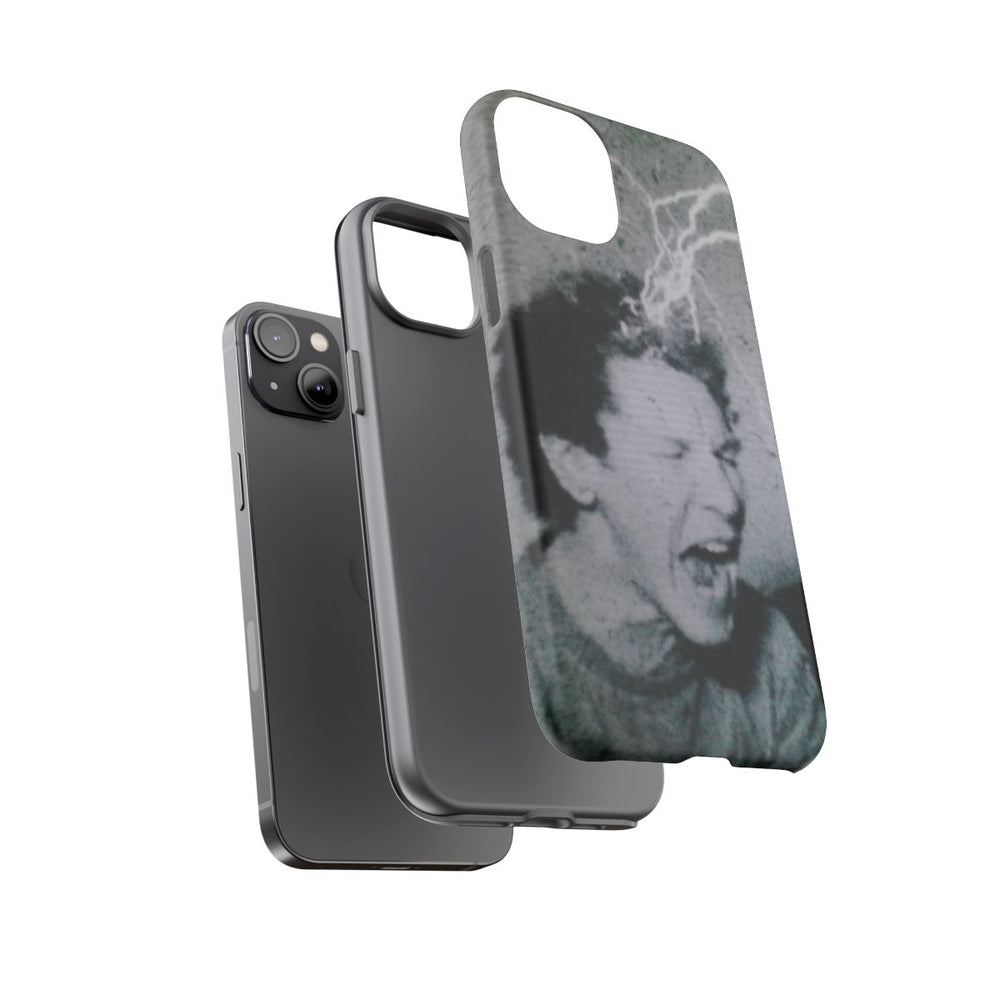 Zwart-Wit Portret met Bliksemeffect en Vintage Look