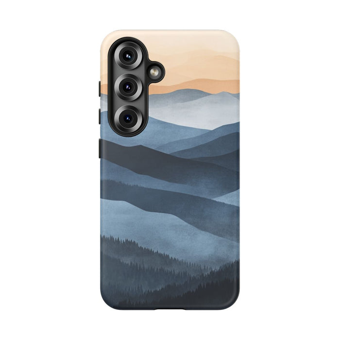 Gelaagd Berglandschap in Blauwe en Beige Tinten