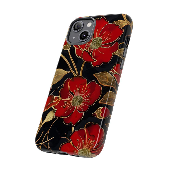 Rood-Gouden Bloemenpatroon