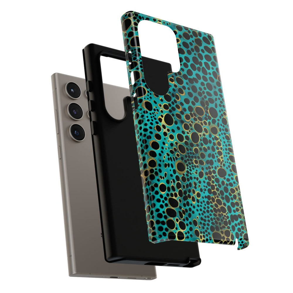 Turquoise en Zwart Abstract Stippenpatroon