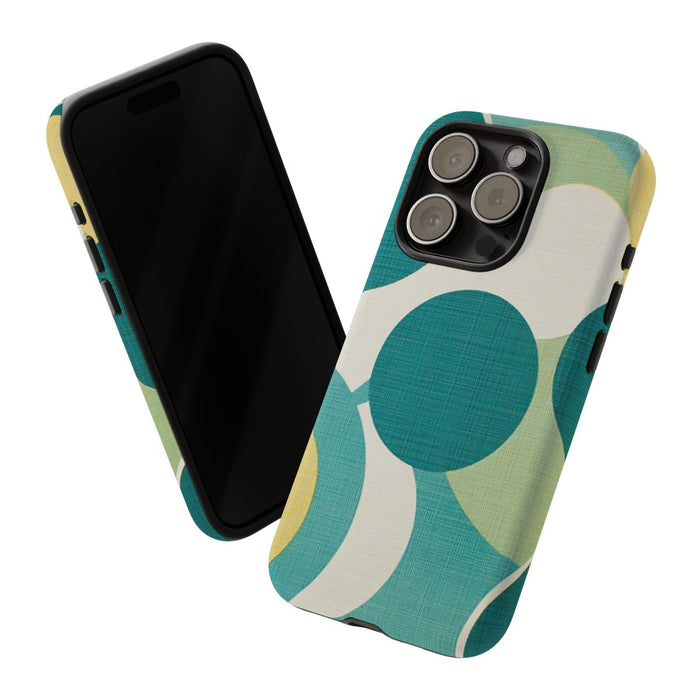 Retro Patroon met Blauwe en Gele Cirkels
