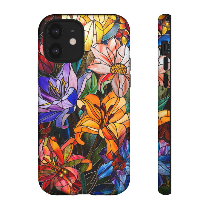 Levendig Gebloemd Glas-in-Lood Ontwerp