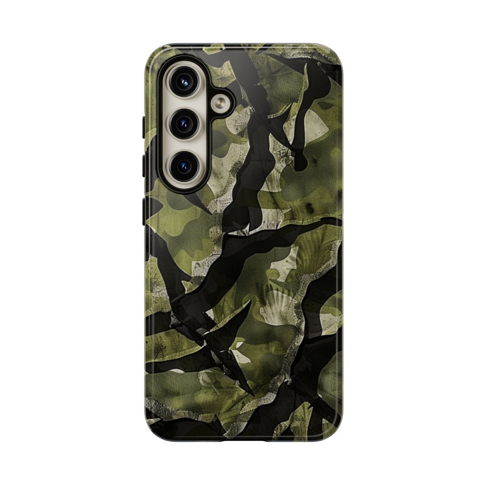 Groen Camouflagepatroon met Zwarte Abstracte Vormen