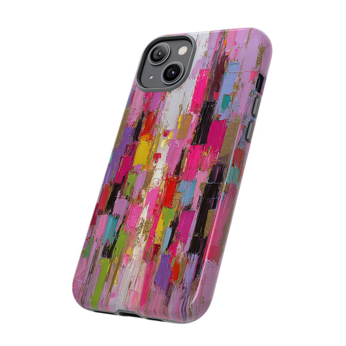 Levendige Abstracte Kleurenblokken met Gouden Accenten