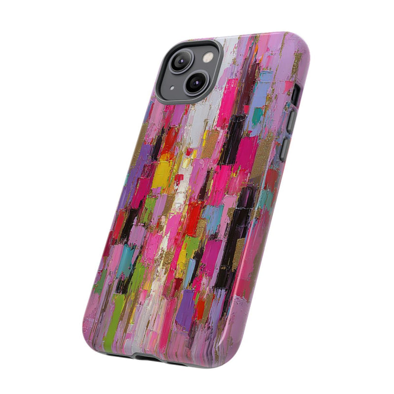 Levendige Abstracte Kleurenblokken met Gouden Accenten