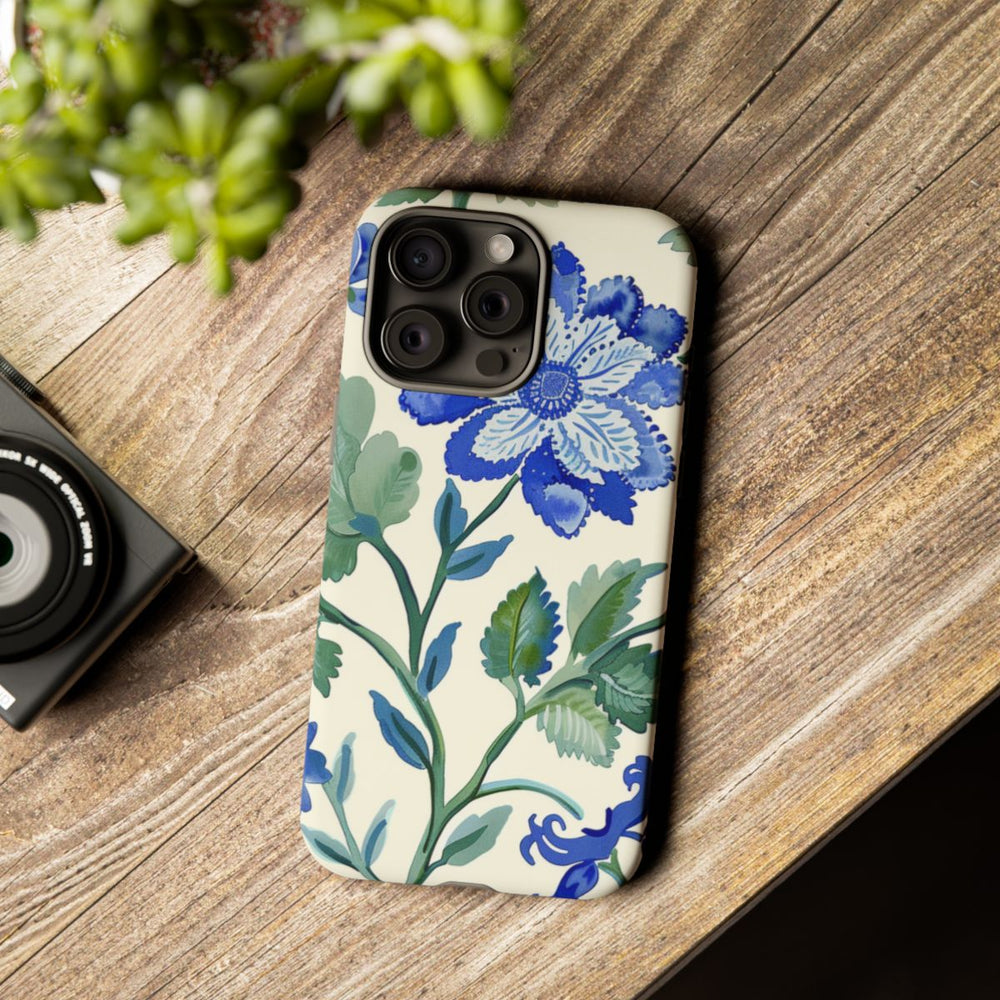 Blauw Waterverf Bloemenpatroon