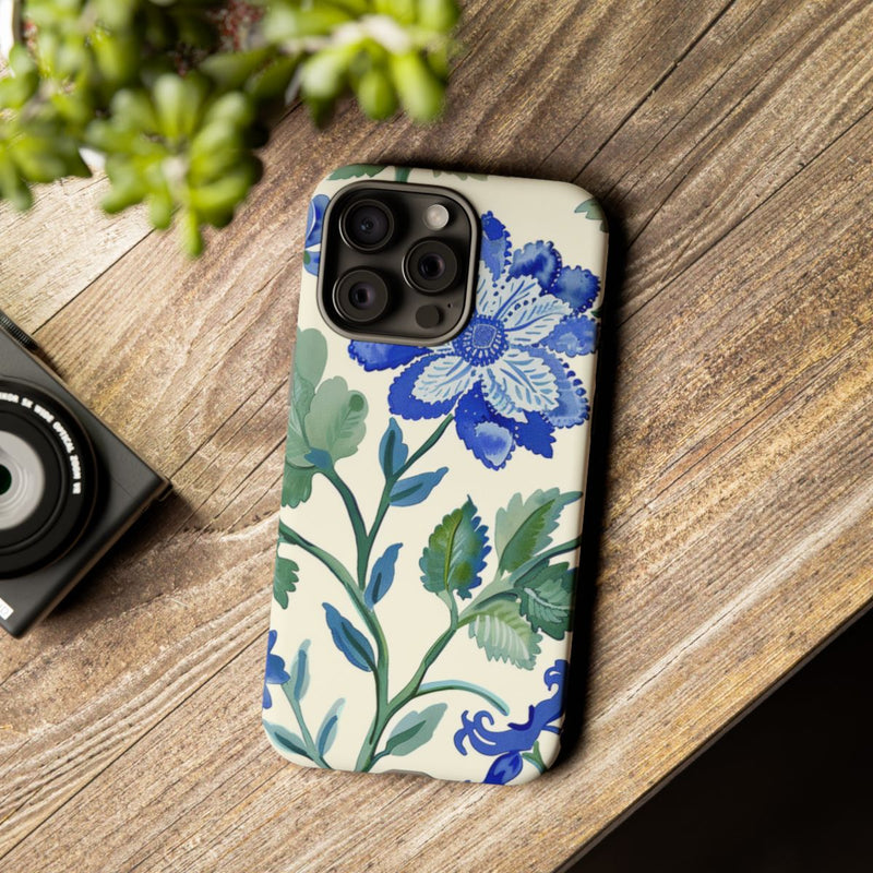 Blauw Waterverf Bloemenpatroon