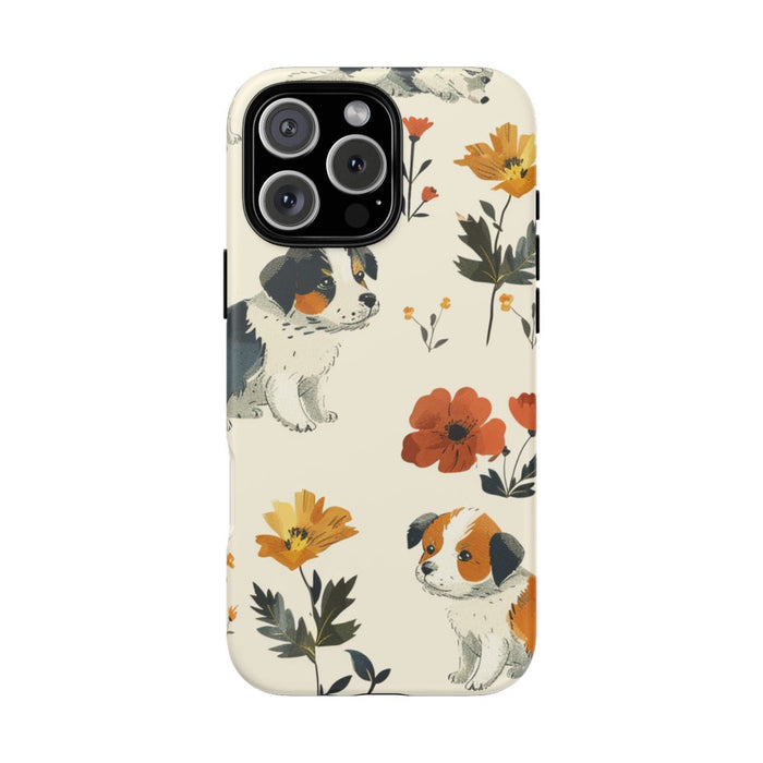 Schattige Puppy’s en Bloemenpatroon