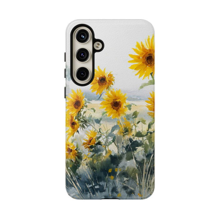 Gele Zonnebloemen in Pastelkleurig Landschap