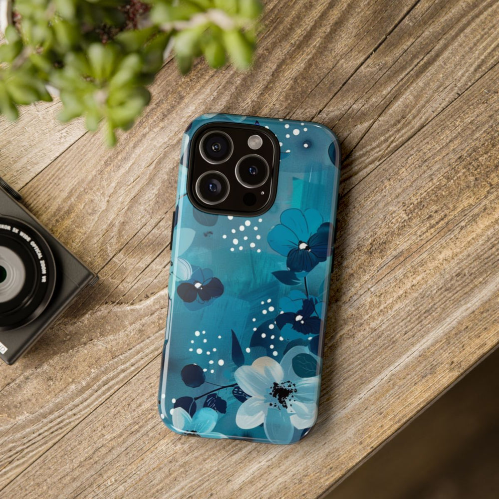 Turquoise Bloemenpatroon met Stippen