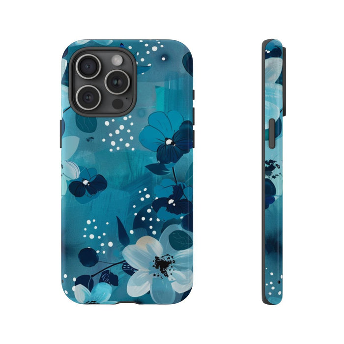 Turquoise Bloemenpatroon met Stippen