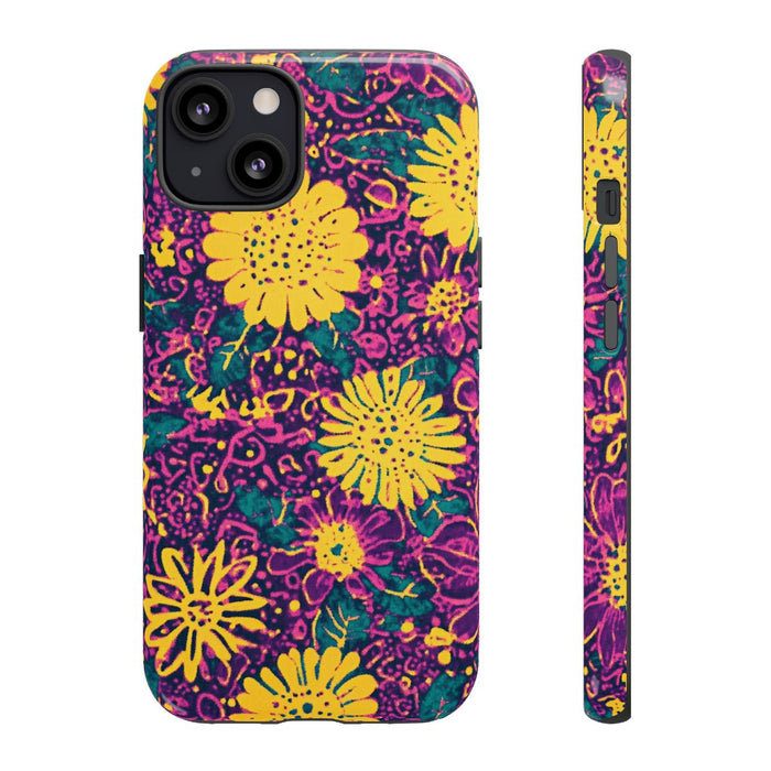 Gele en Paarse Bloemenprint