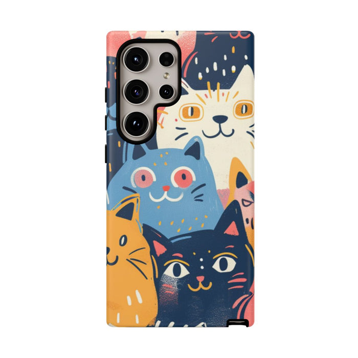 Vrolijk Kattenpatroon in Kleurrijke Illustratie