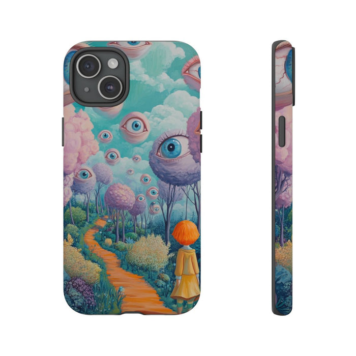 Surrealistische Ogen in Pastelkleurige Tuin