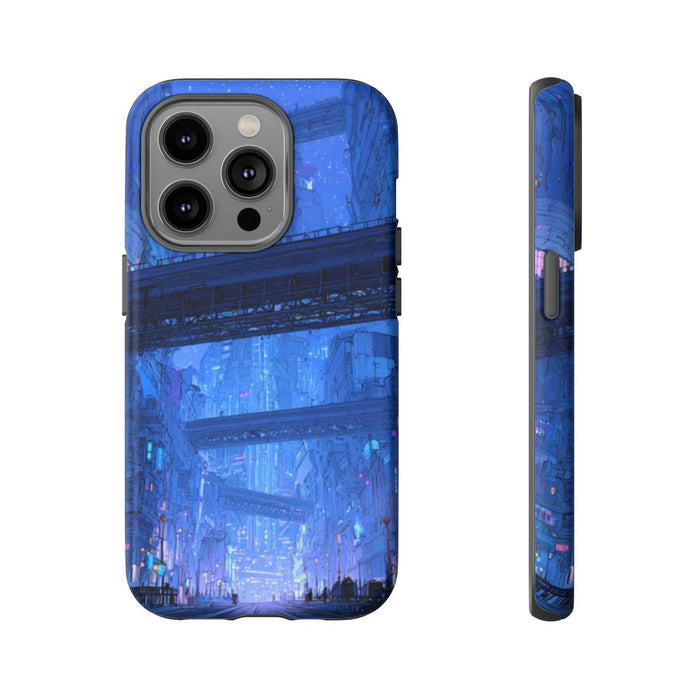 Futuristische Blauwe Stadsstraat