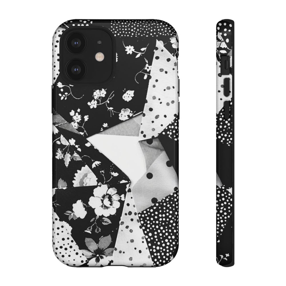Monochrome Bloemen- en Polkadot Patchwork