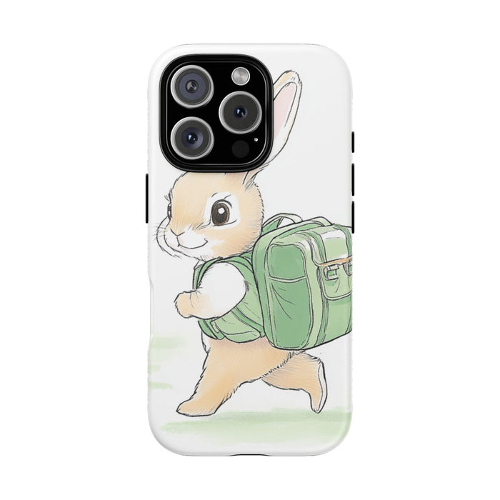 Schattig Konijntje met Groene Rugzak Illustratie