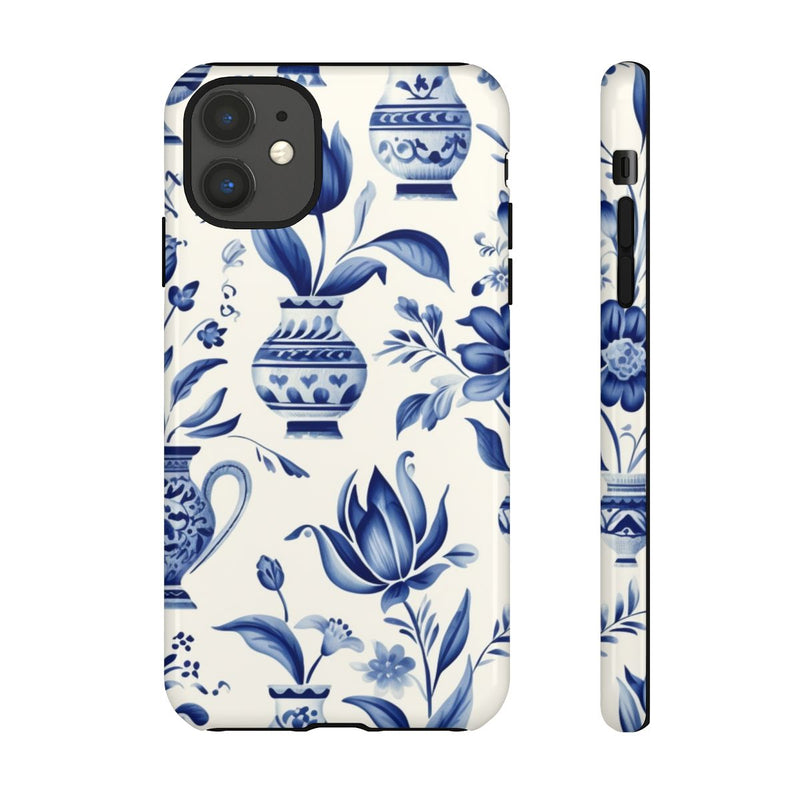 Blauw Bloemmotief met Delfts Vaaspatroon