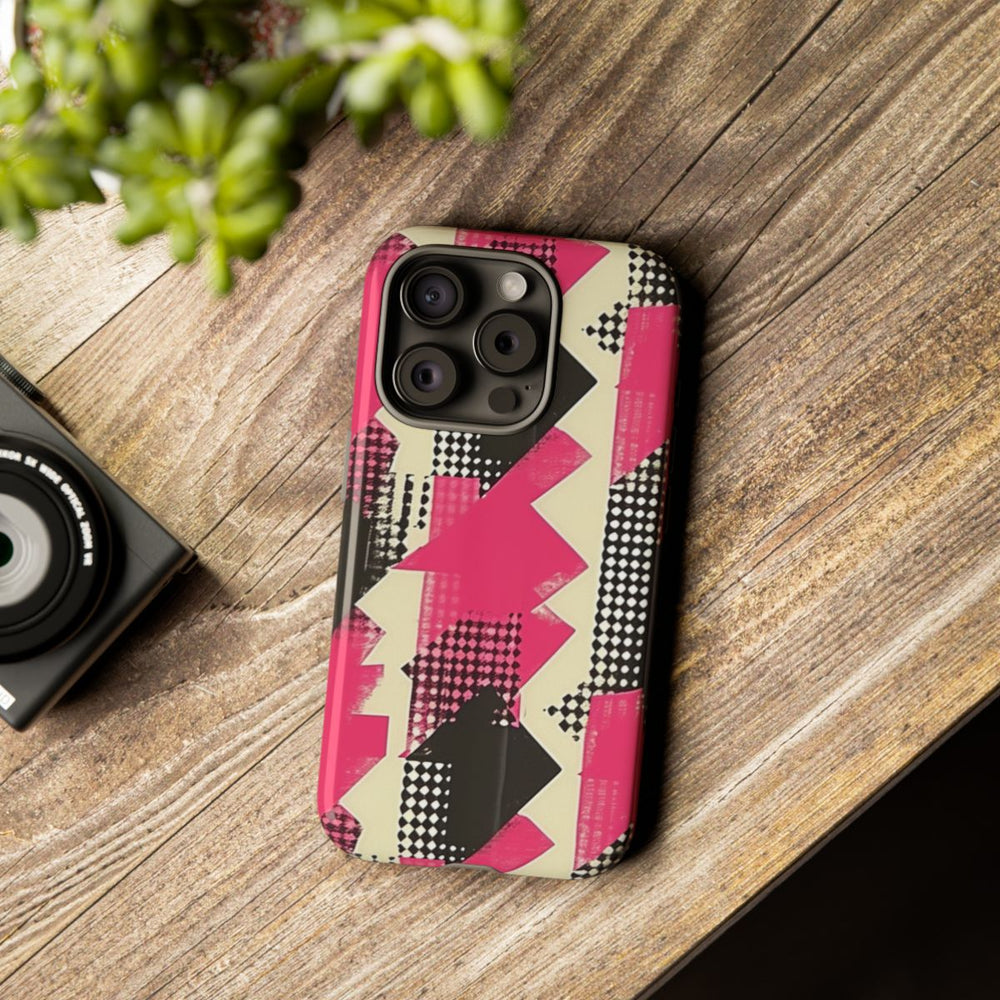 Roze en Zwart Abstract Geometrisch Patroon