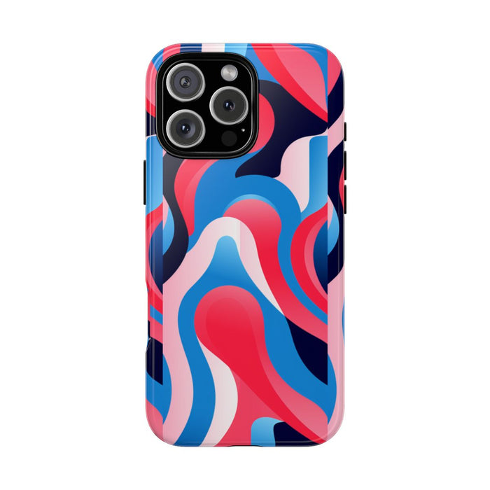 Blauw-Rood Abstract Golvend Patroon
