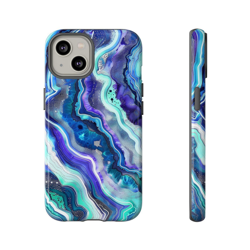 Blauw en Turquoise Geode Wervelpatroon