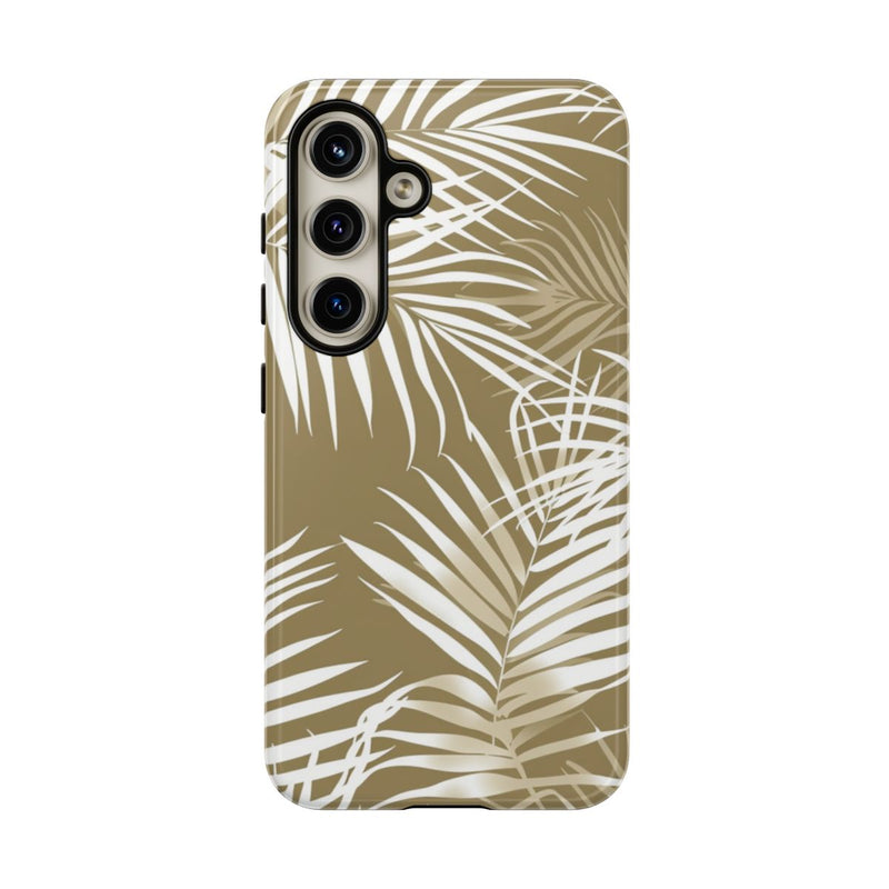 Witte Palmbladeren op Khaki Achtergrond