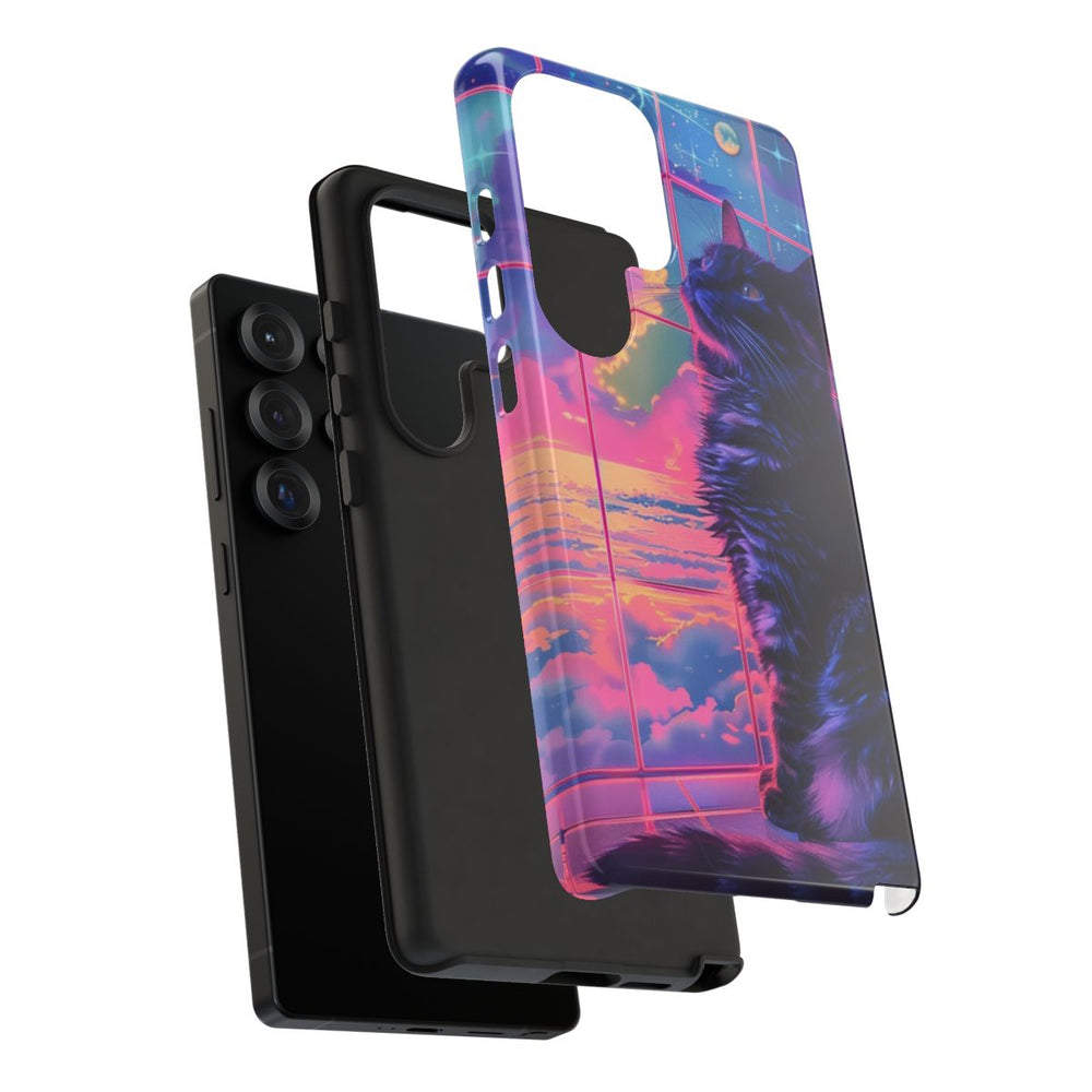 Lofi Vaporwave Kat met Neonlucht