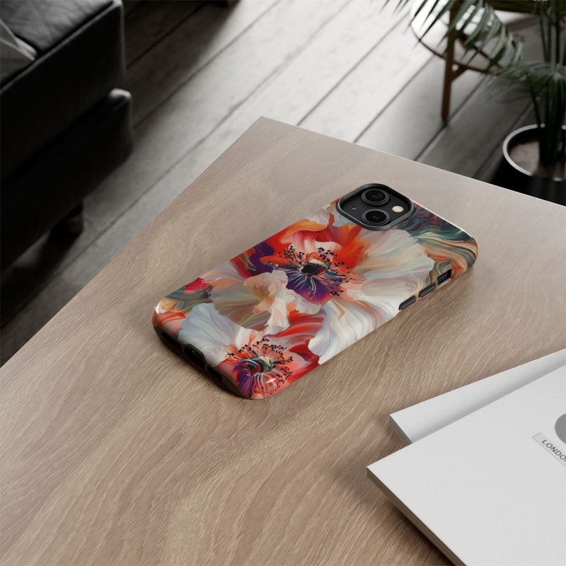 Abstracte Bloemmotieven in Rood en Wit