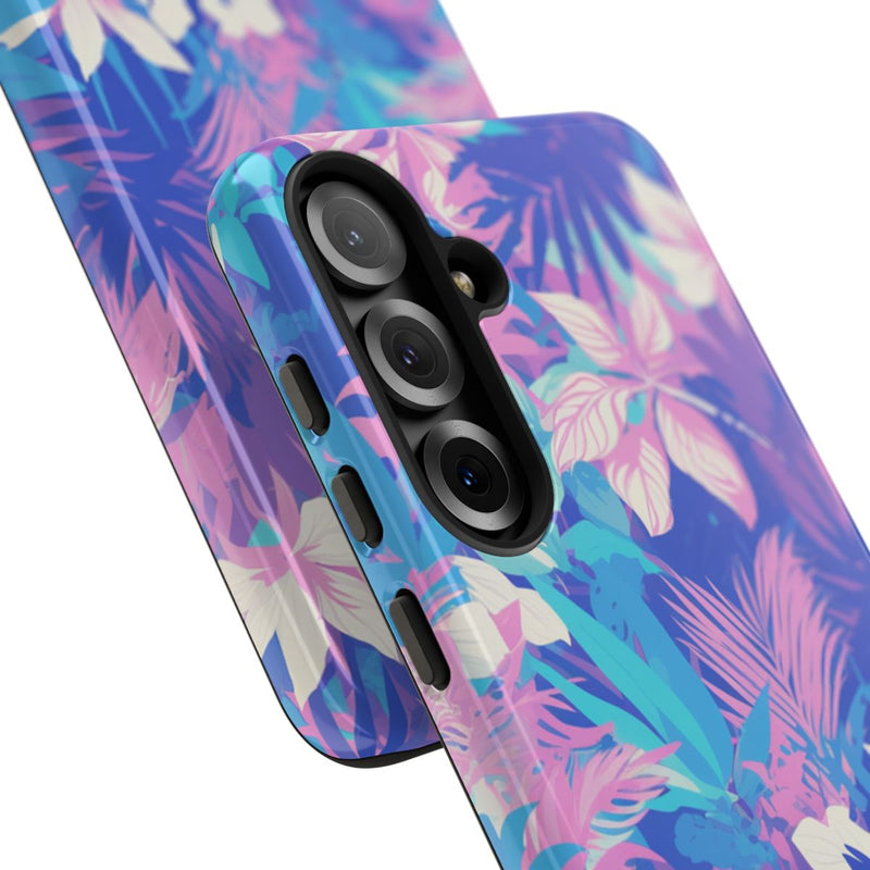 Tropisch Bloemenpatroon in Paars en Cyaan