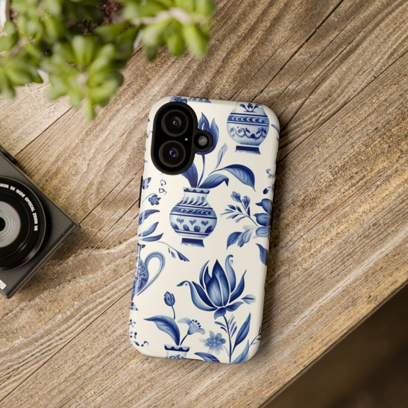 Blauw Bloemmotief met Delfts Vaaspatroon