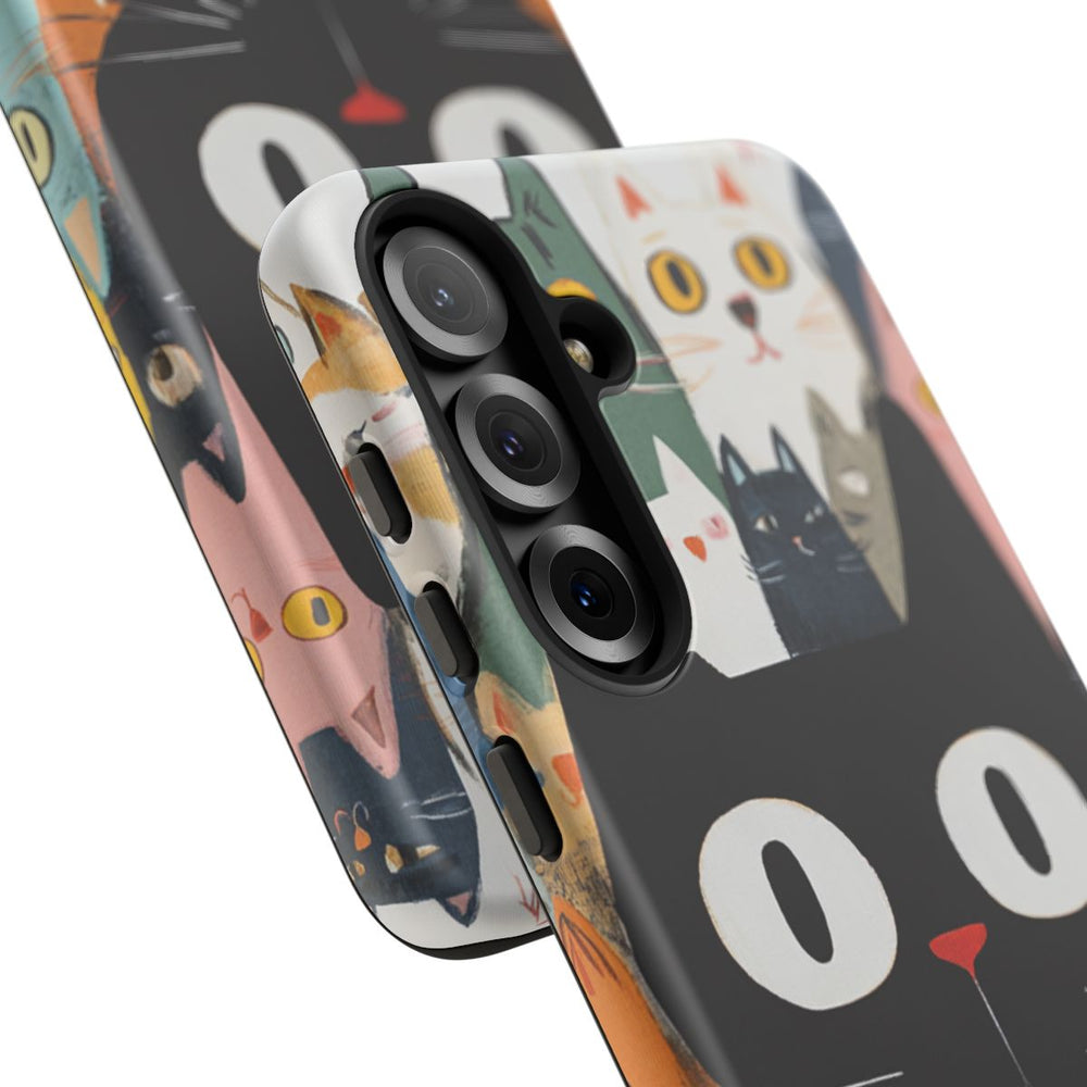 Zwarte Kat Tussen Vrolijke Gekleurde Katten