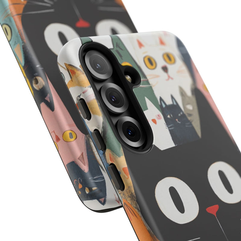 Zwarte Kat Tussen Vrolijke Gekleurde Katten