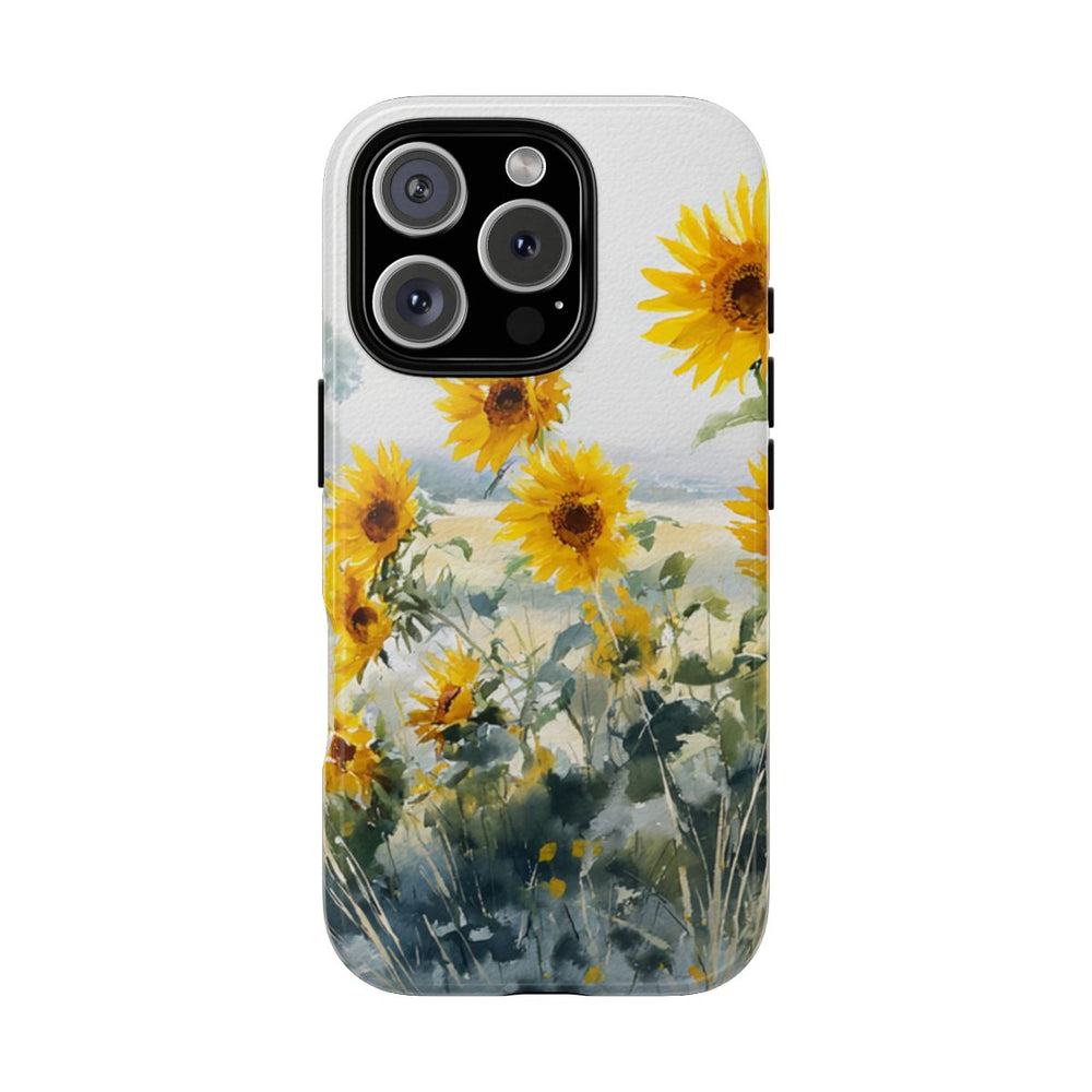 Gele Zonnebloemen in Pastelkleurig Landschap