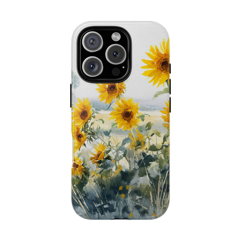 Gele Zonnebloemen in Pastelkleurig Landschap
