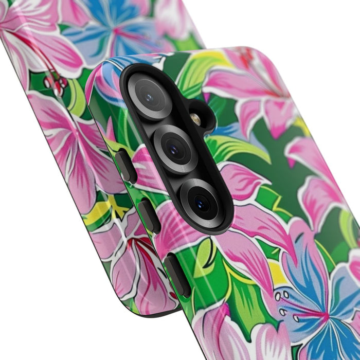 Roze en Blauwe Bloemenprint