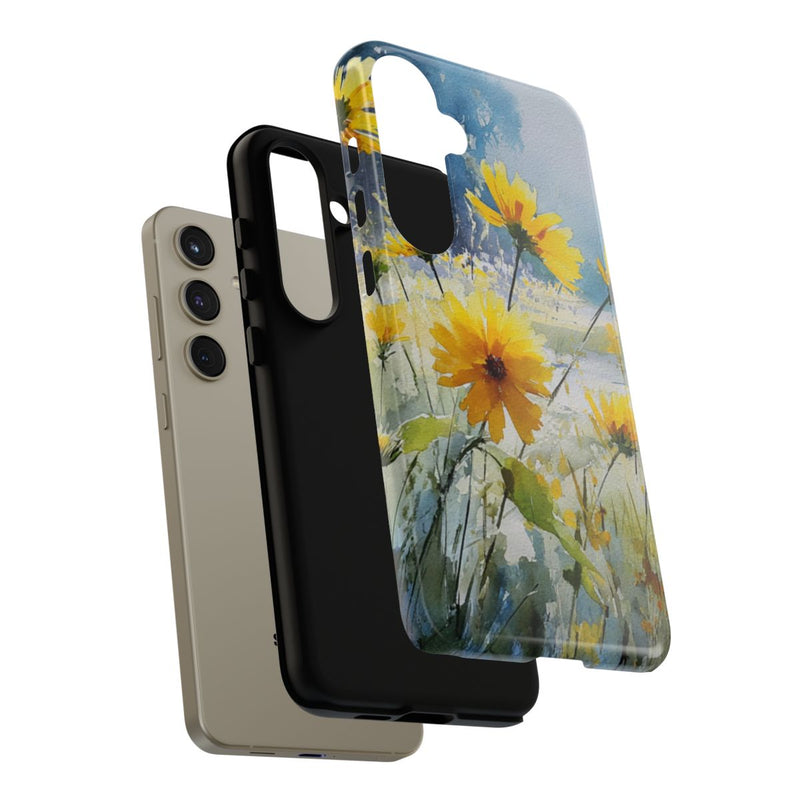 Gele Zonnebloemen in Pastelkleurig Landschap