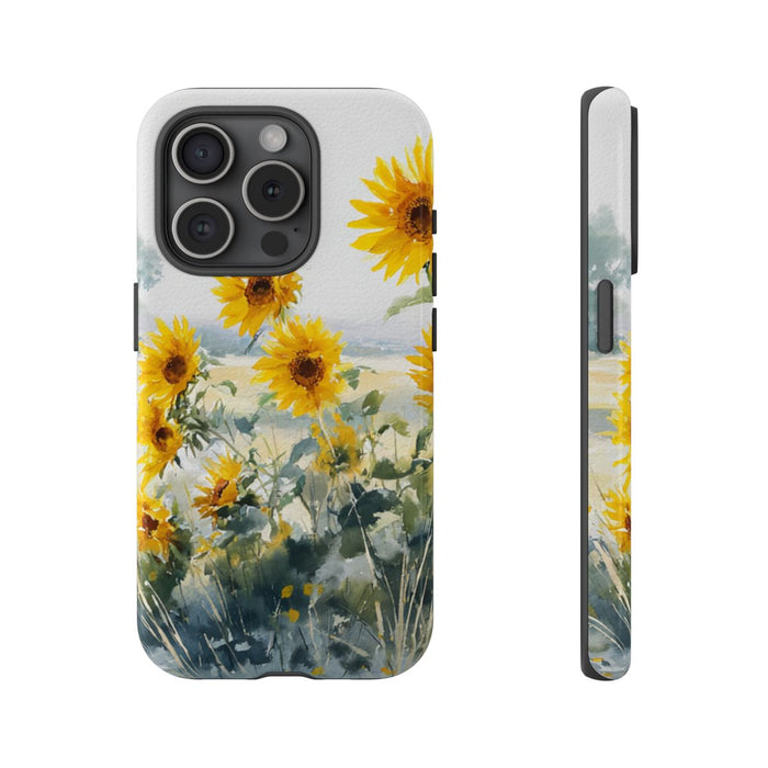 Gele Zonnebloemen in Pastelkleurig Landschap