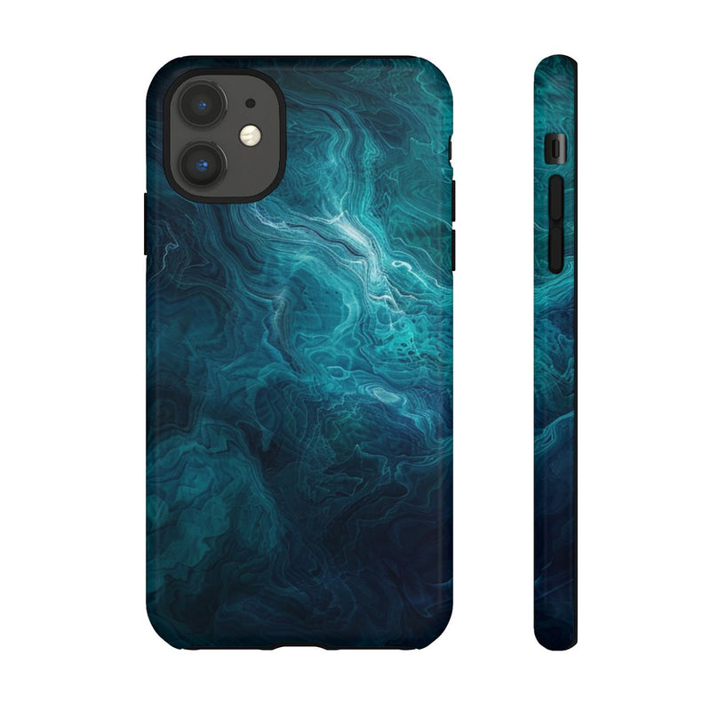 Mystieke Blauwe en Teal Abstracte Krullen