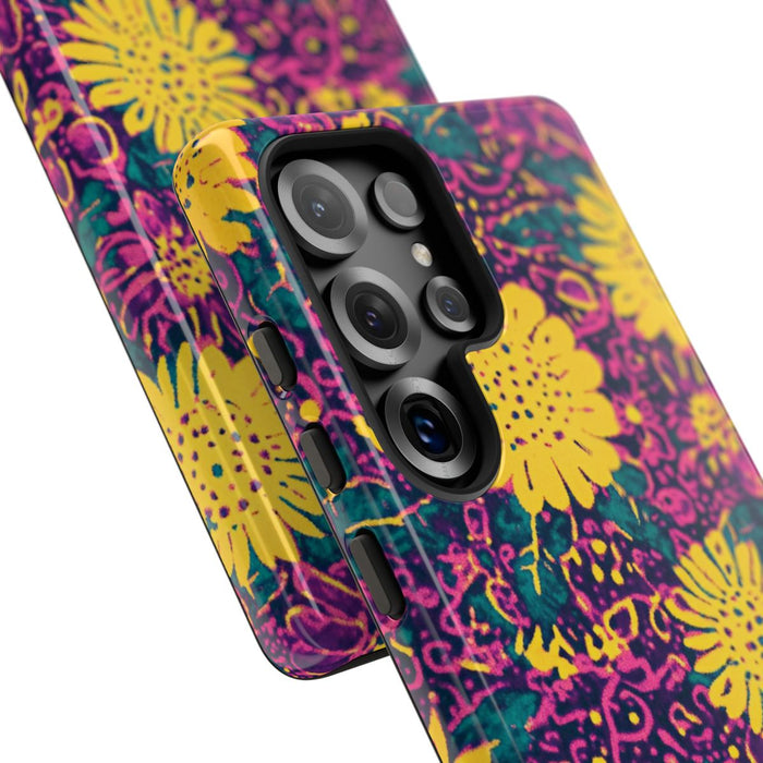 Gele en Paarse Bloemenprint