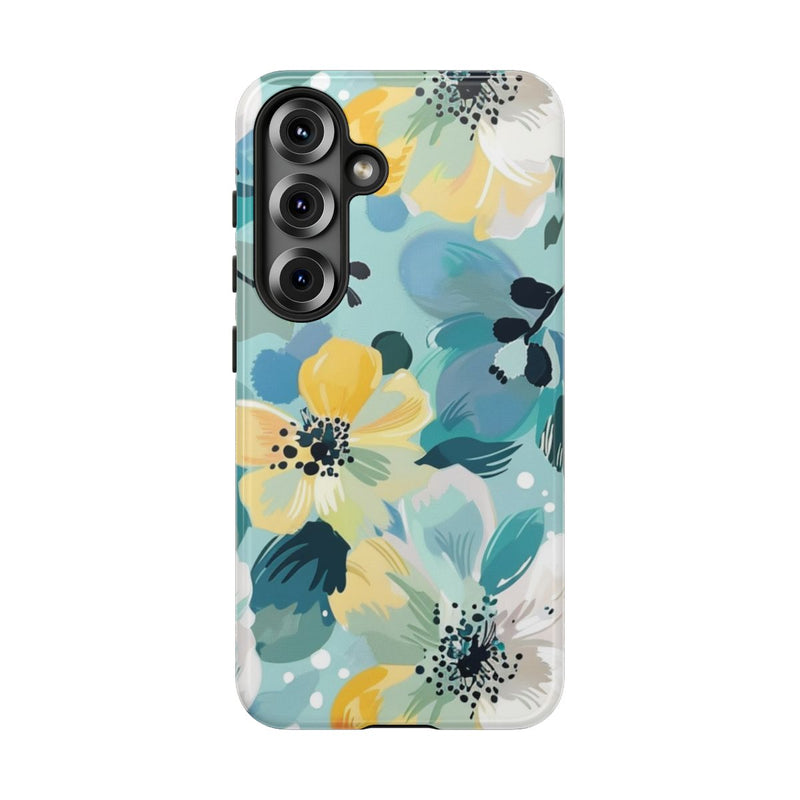 Turquoise Bloemenpatroon met Stippen
