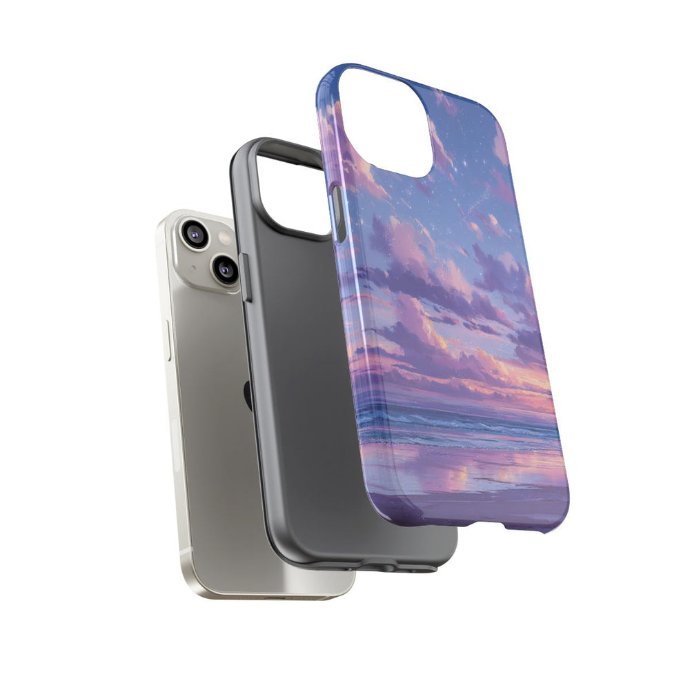 Sereen Paarse Zonsondergang Boven Oceaan