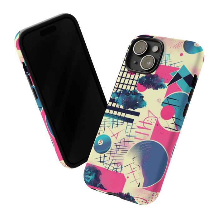 Abstract Geometrisch Patroon in Roze en Blauw
