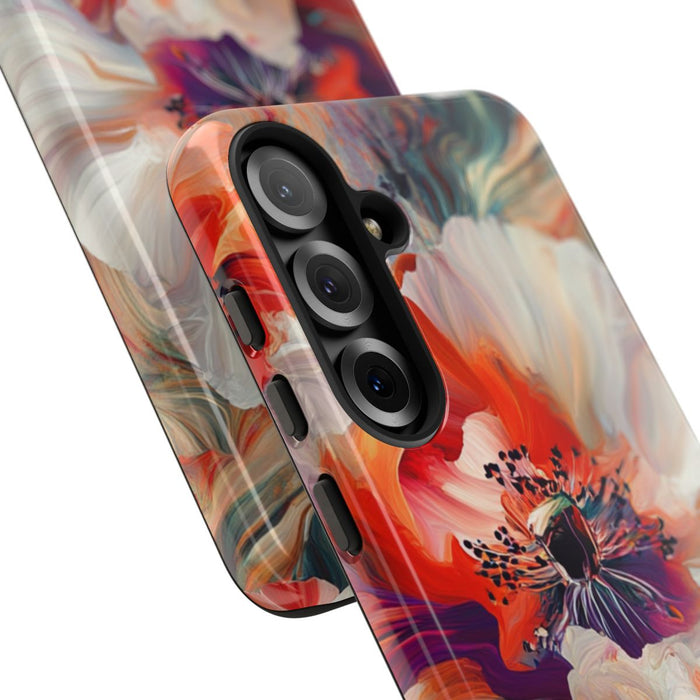 Abstracte Bloemmotieven in Rood en Wit