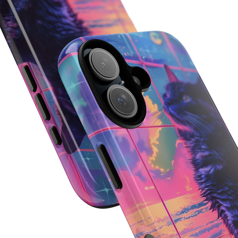 Lofi Vaporwave Kat met Neonlucht