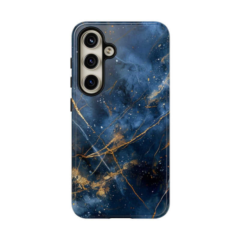 Blauw Marmerpatroon met Gouden Adering