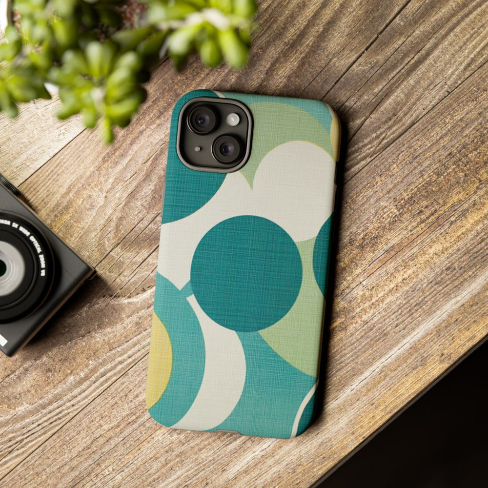 Retro Patroon met Blauwe en Gele Cirkels