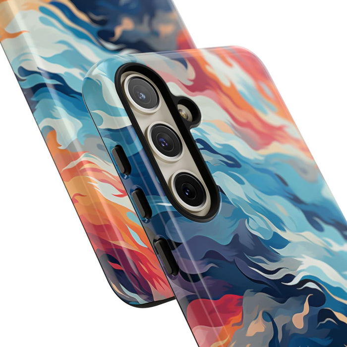 Abstracte Oceaangolven met Vurige Kleuren