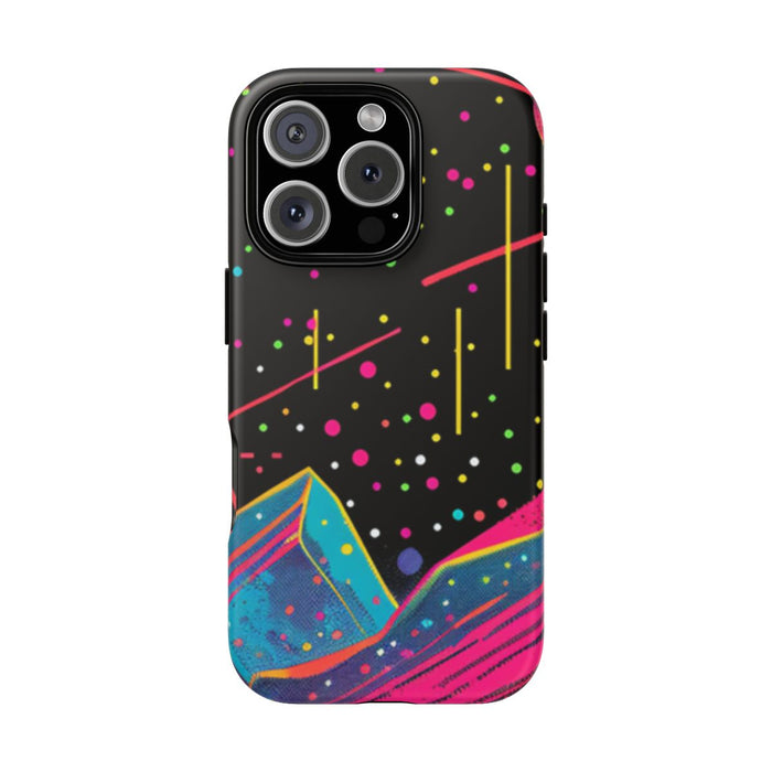 Neon Kosmisch Landschap met Planeten en Zon