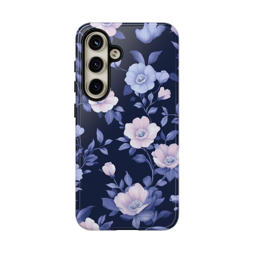 Elegant Blauw-Roze Bloemenpatroon